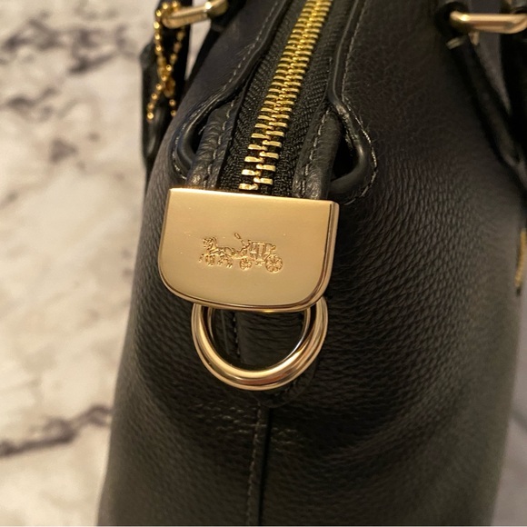 Coach Black Pebbled Leather Georgia Satchel Handbag CR156 - Picture 6 of 10